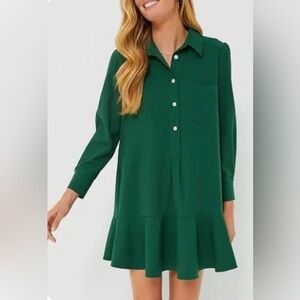 Tuckernuck Hunter Green Crepe Callahan Dress - S